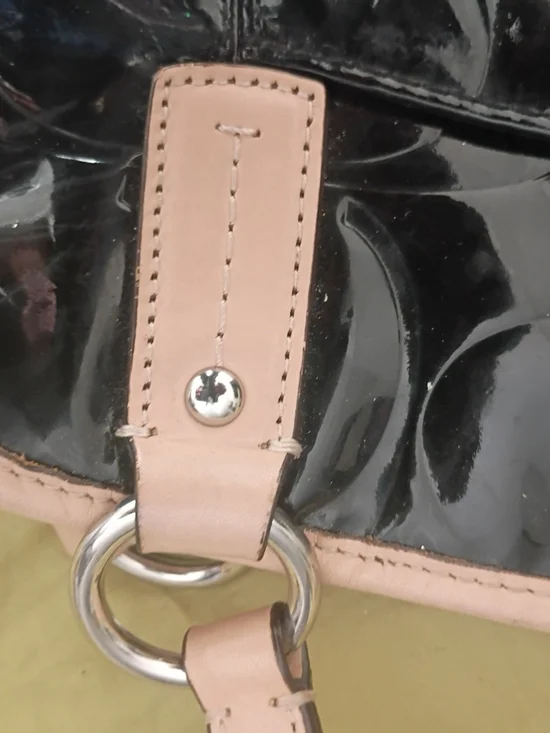 Coach Patent Leather Black Tote with Blush Trim - Picture 8 of 11